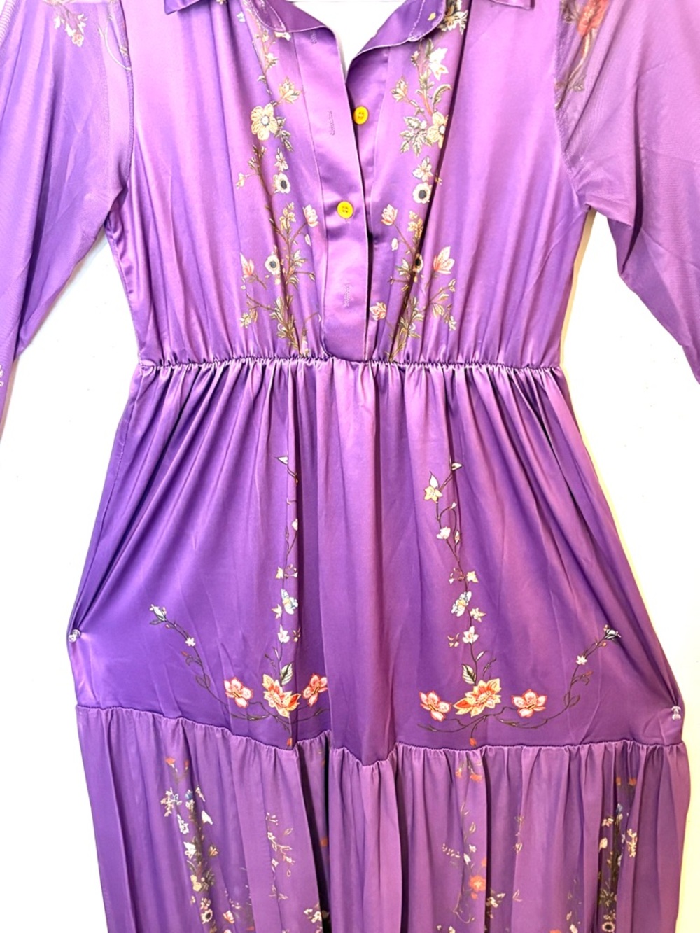 🆕Purple Boho Floral Patterned Maxi Dress - Women. Size L. NWT. - Picture 7 of 13